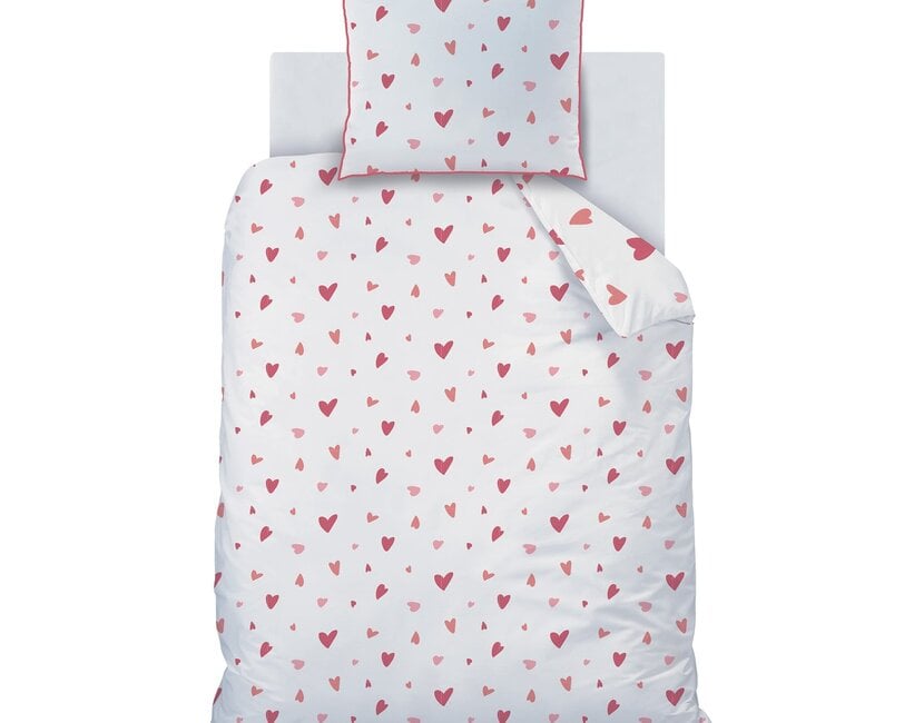 Matt & Rosse Dekbedovertrek, Heart - Eenpersoons - 140 x 200 + 63 x 63 cm - Katoen