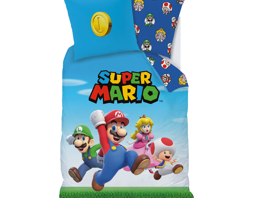 Super Mario Dekbedovertrek Friends - 140 x 200 + 63 x 63 cm - Katoen