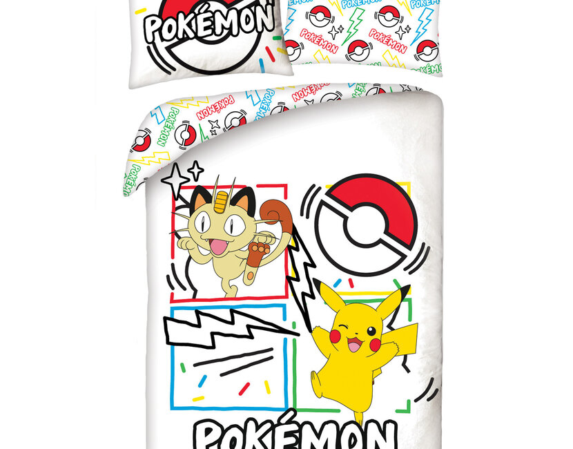 Pokemon Dekbedovertrek, Meowth - Polyester - Gratis bezorgd