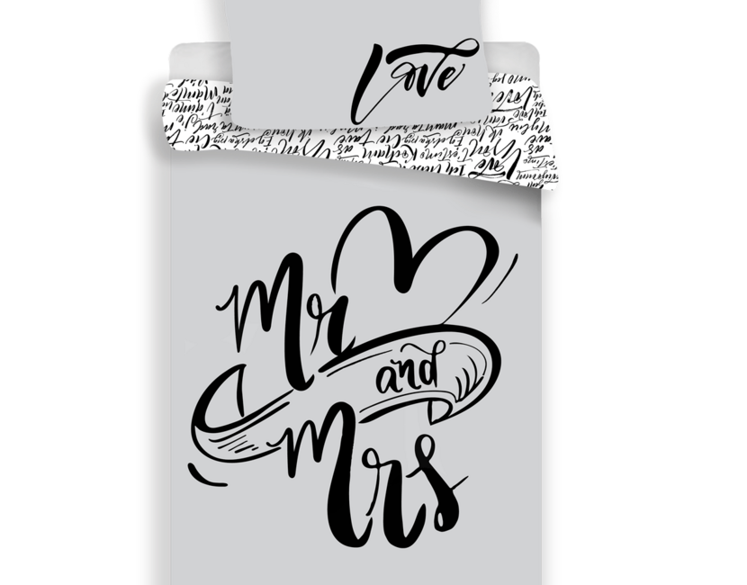 Mr & Mrs - Dekbedovertrek - Grijs - Gratis bezorgd