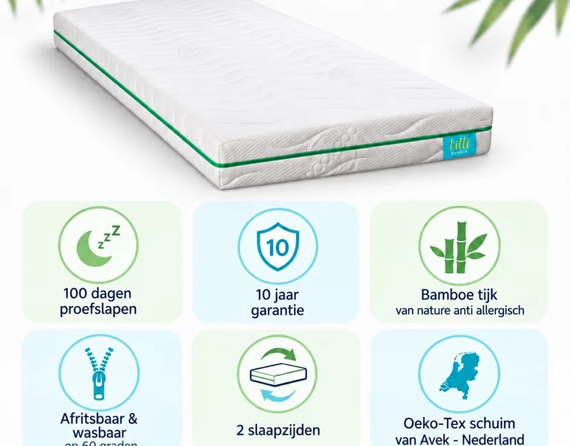 Kindermatras 120x200 Lilli Bamboe - Meegroeimatras