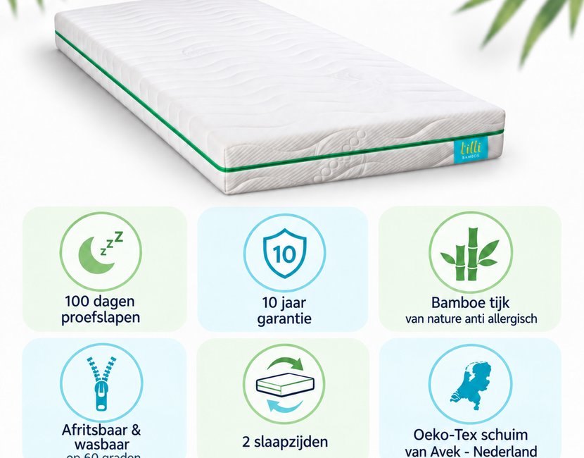 Kindermatras 70x200 Lilli Bamboe - Meegroeimatras