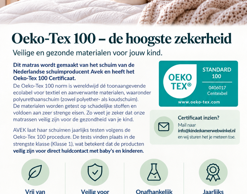 Kindermatras 70x200 Lilli Bamboe - Meegroeimatras