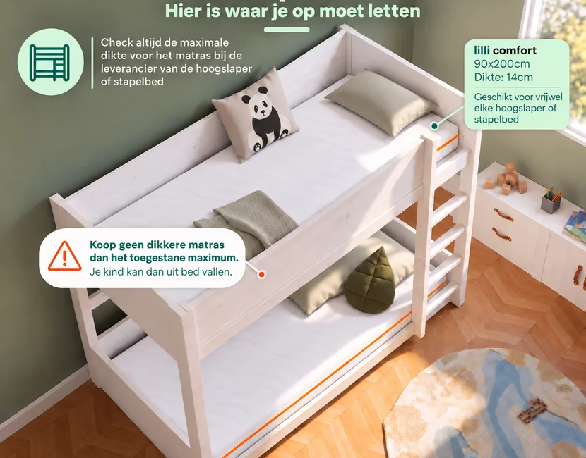 Kindermatras 90x200 Lilli Comfort - dikte 14cm