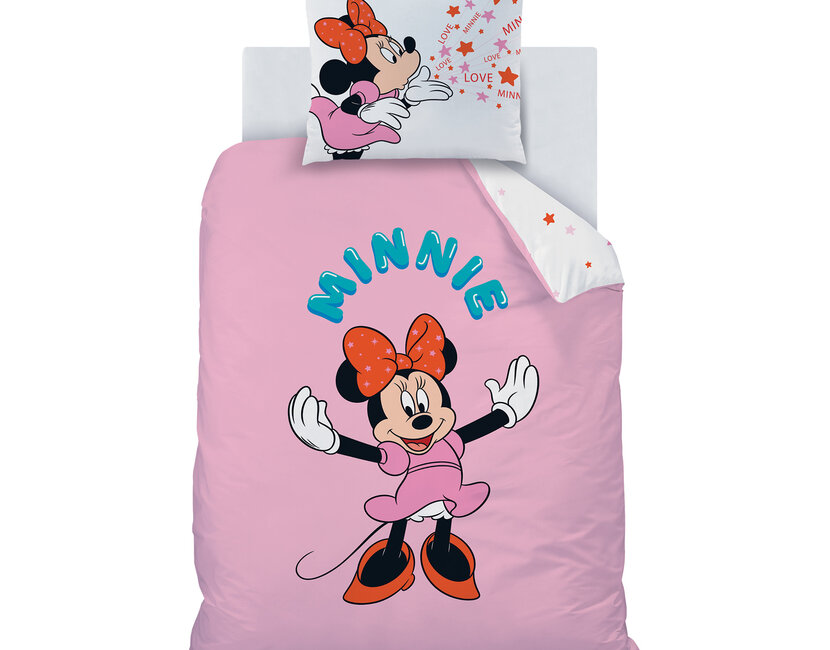 Disney Minnie Mouse Dekbedovertrek, Happy - 140 x 200 cm + 63 x 63 cm - Katoen