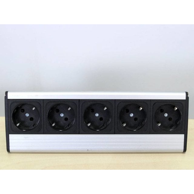 Stekkerdoos 5 Stopcontacten - Zwart & Aluminium