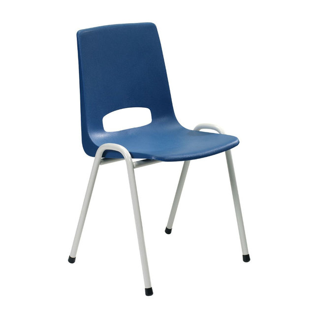 Kantinestoel Blauwe Kuipzitting - Grijs Onderstel