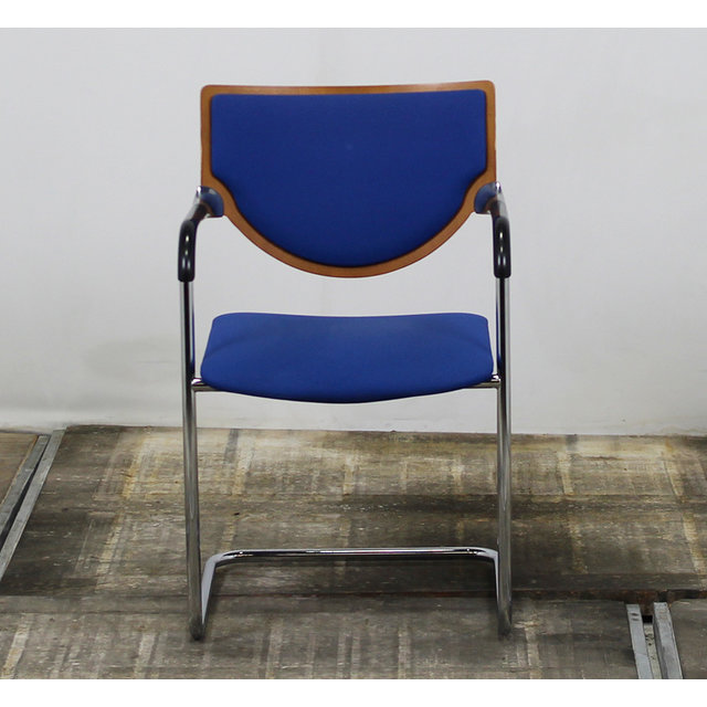 Vergaderstoel Slede Frame Blauw - Chroom Frame Vergaderstoel Slede Frame Blauw - Chroom Frame