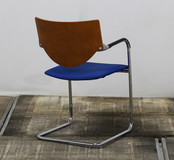 Vergaderstoel Slede Frame Blauw - Chroom Frame Vergaderstoel Slede Frame Blauw - Chroom Frame