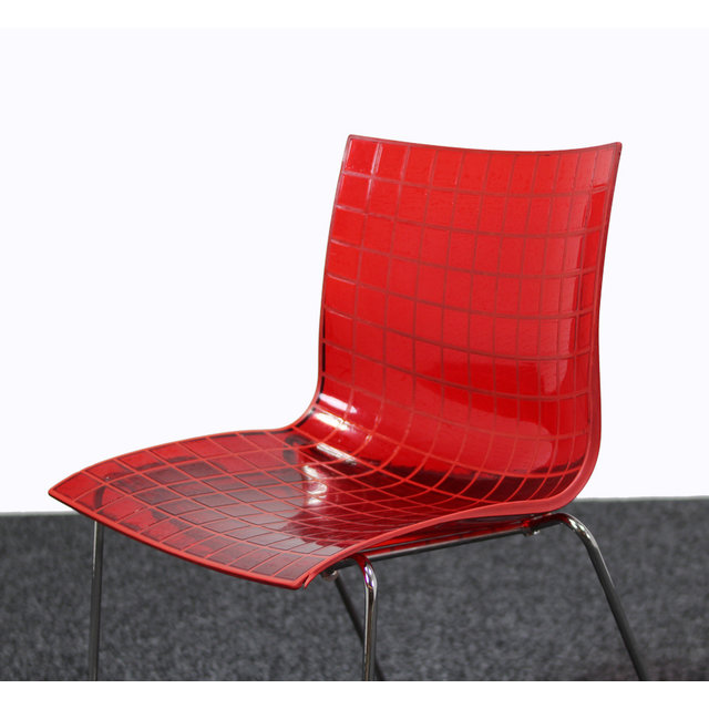 Designstoel Maxdesign X3 - Rode Kunststof Zitting Designstoel Maxdesign X3 - Rode Kunststof Zitting