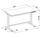 Zit-Sta Bureau 120 x 60 cm | Zwart Onderstel
