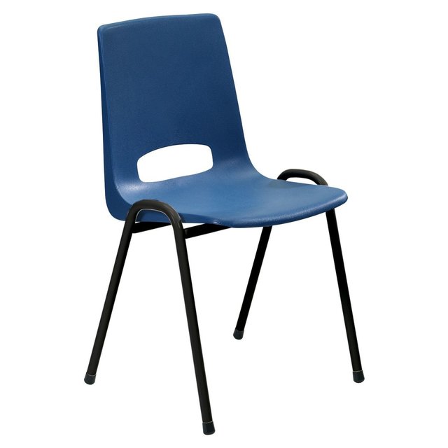 Kantinestoel Blauwe Kuipzitting - Zwart Onderstel Kantinestoel Blauwe Kuipzitting - Zwart Onderstel