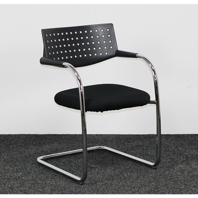 Vergaderstoel Vitra Visavis 1 - Zwart / Chroom | Nieuw Gestoffeerd