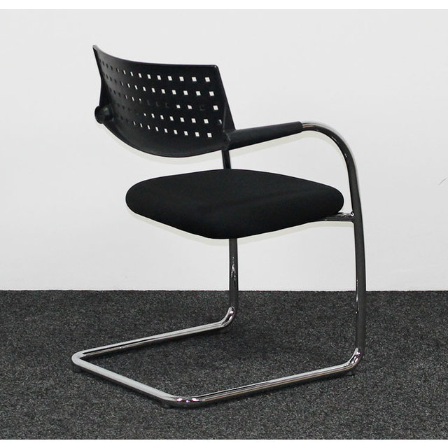 Vergaderstoel Vitra Visavis 1 - Zwart / Chroom | Nieuw Gestoffeerd