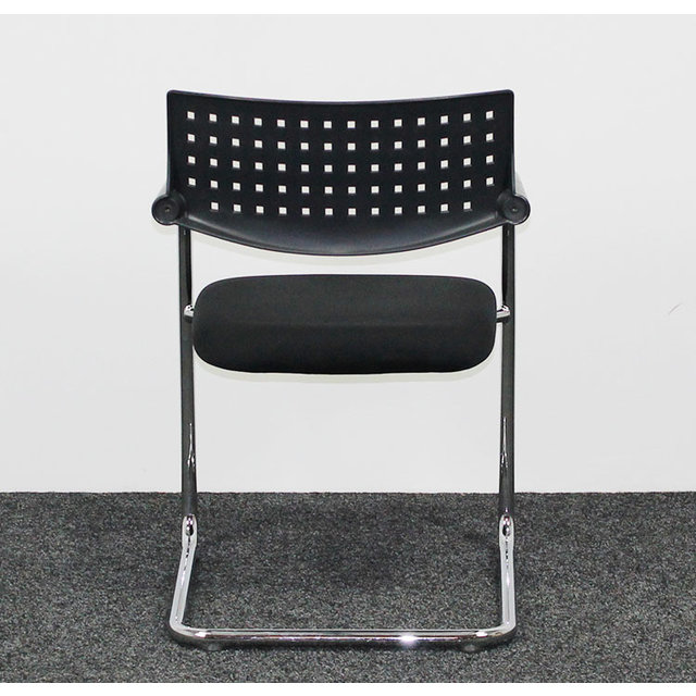 Vergaderstoel Vitra Visavis 1 - Zwart / Chroom | Nieuw Gestoffeerd