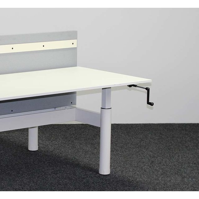 Refurbished Gispen TM Duo Bureau, Handslinger Verstelbaar - 180 x 80 cm Nieuw Blad Naar Keuze