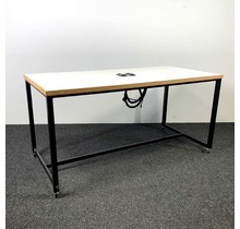 Bartafel Verrijdbaar - Werktafel Houten Blad - Zwart Frame