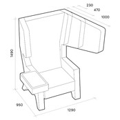 Prooff EarChair Fauteuil - Grijs/Rood