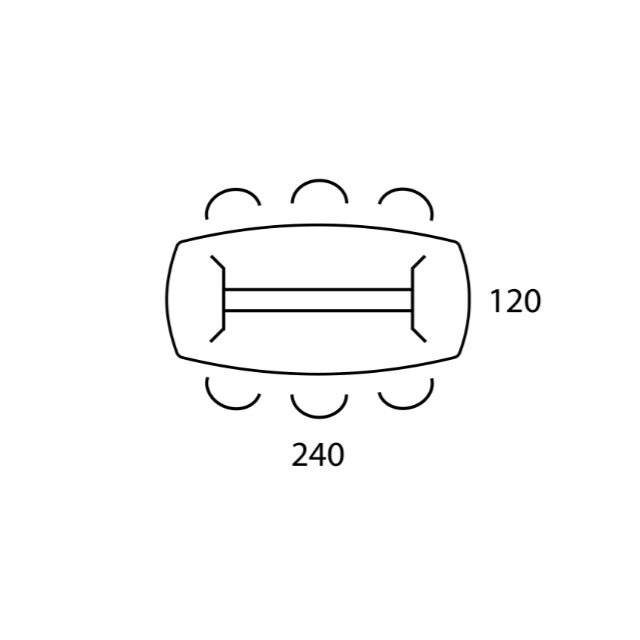 Vergadertafel Realis Deens Ovaal 240x120 cm
