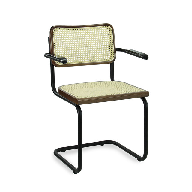 LK 02 Francesca Stoel + Armleggers Walnoot met Zwart Frame