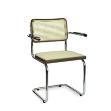 LK 03 Francesca Stoel + Armleggers Walnoot met Chroom Frame