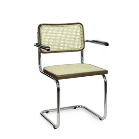 LK 03 Francesca Stoel + Armleggers Walnoot met Chroom Frame