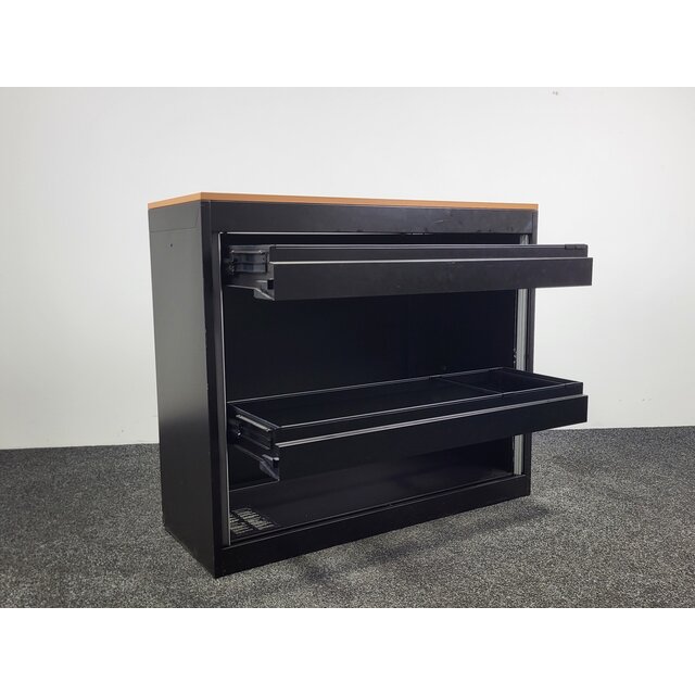 Zwarte Archiefkast - 2 Uittrekframes | 102 x 120 x 45 cm