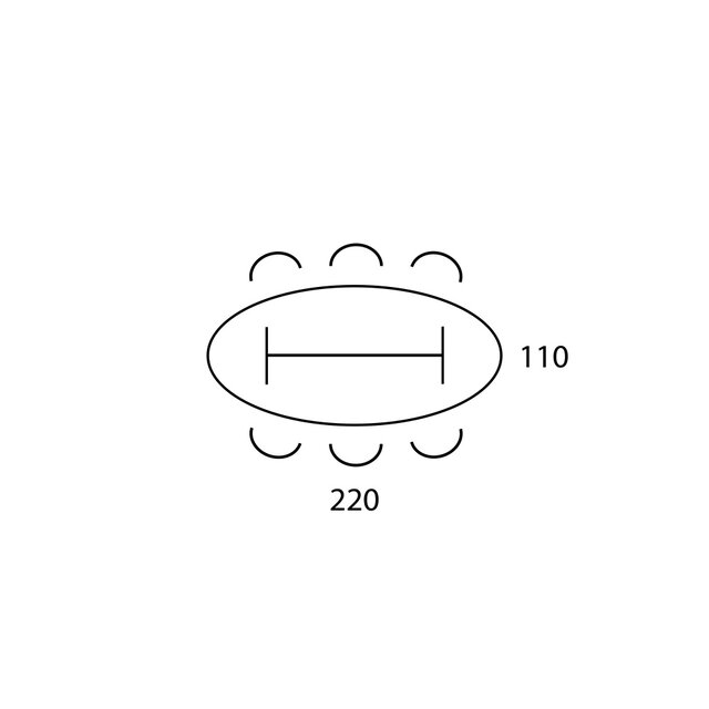 Bartafel V-Leg Ovaal Blad 220 x 110 cm