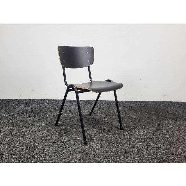 Kantinestoel - Zwarte Houten Zitting