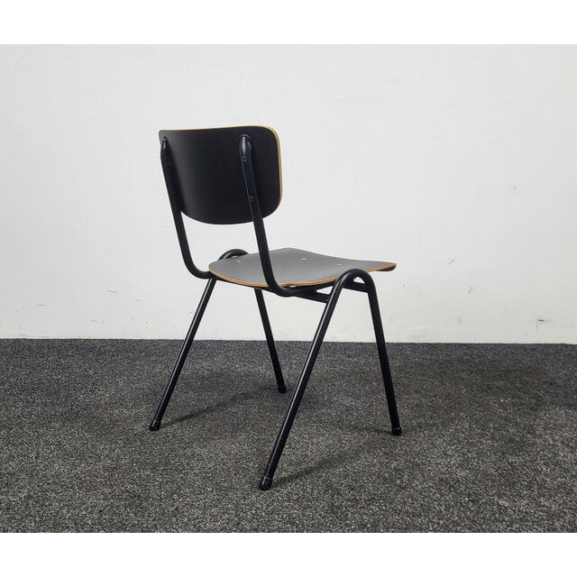 Kantinestoel - Zwarte Houten Zitting