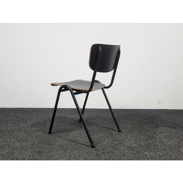 Kantinestoel - Zwarte Houten Zitting