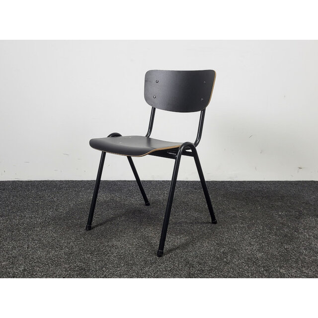 Kantinestoel - Zwarte Houten Zitting