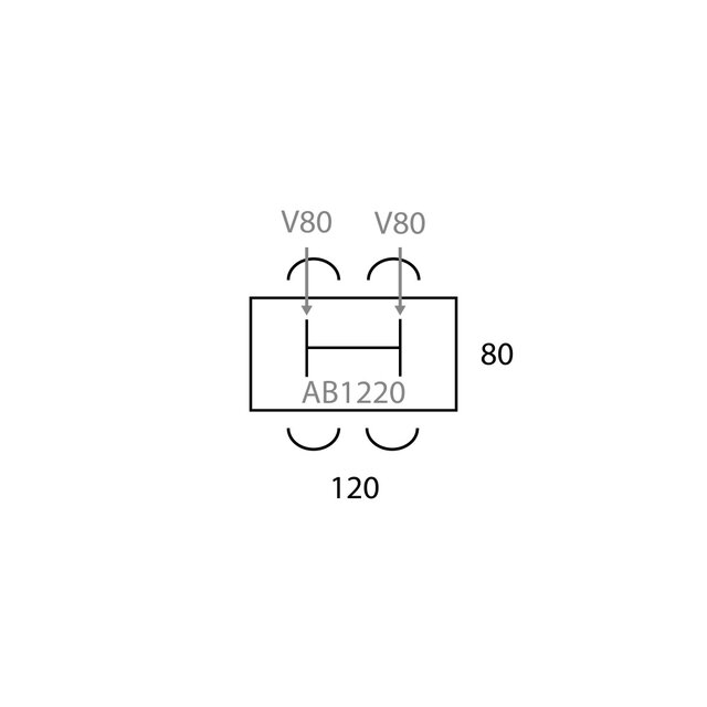 Vergadertafel V-Leg Recht 120x80 cm