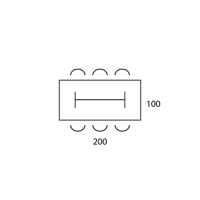 Vergadertafel V-Leg Recht | 200 x 100 cm