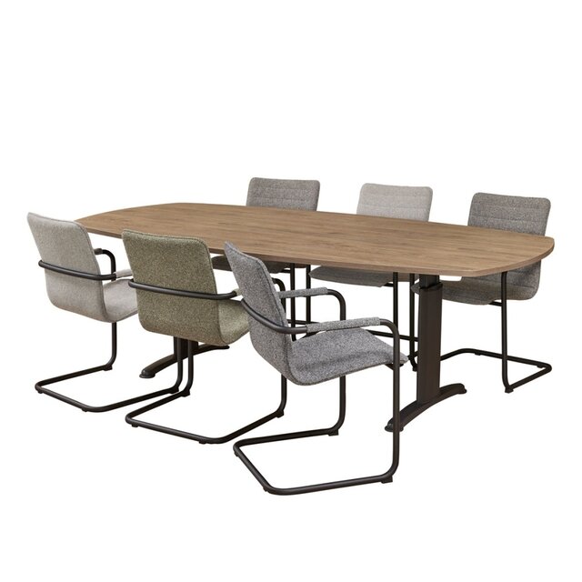 Vergadertafel Verstelbaar Deens Ovaal 240x120 cm