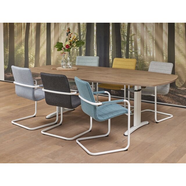 Vergadertafel Verstelbaar Deens Ovaal 240x120 cm