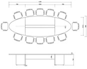 Vergadertafel Manager Ovaal 420 x 138 cm - Donker Eiken