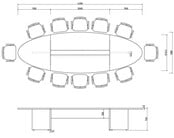 Vergadertafel Manager XL Ovaal - Donker Eiken | 420 x 138 cm