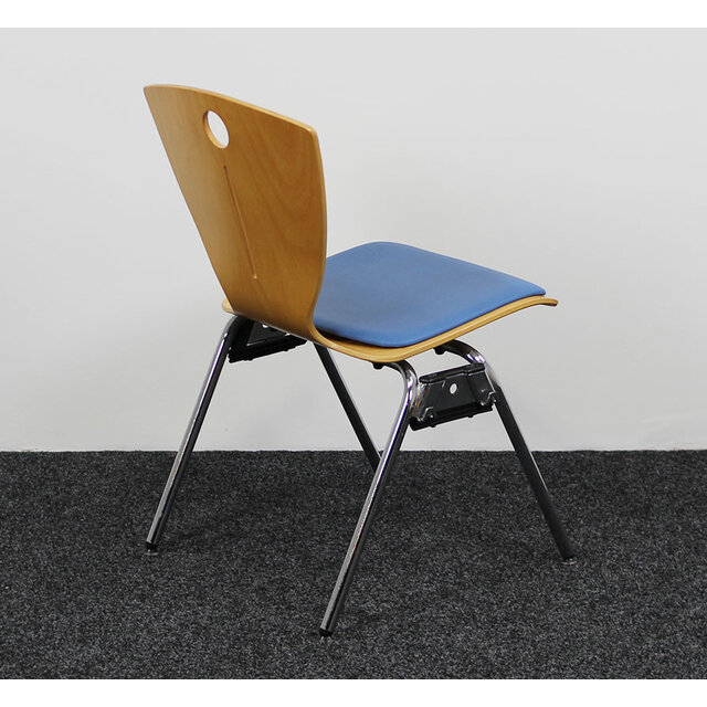Stapelbare Vergaderstoel - Blauw Zitkussen