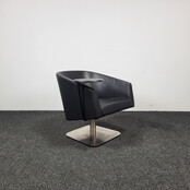 Zwart Leren Fauteuil - Draaibaar