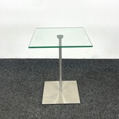 Glazen Bijzettafel - Stalen Onderstel | 40 x 40 cm