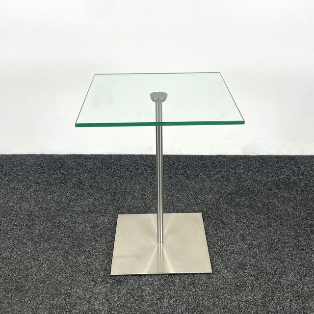 Glazen Bijzettafel - Stalen Onderstel | 40 x 40 cm