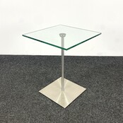 Glazen Bijzettafel - Stalen Onderstel | 40 x 40 cm