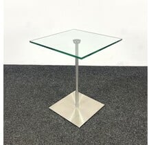 Glazen Bijzettafel - Stalen Onderstel | 40 x 40 cm