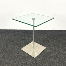 Glazen Bijzettafel - Stalen Onderstel | 40 x 40 cm