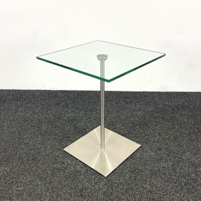 Glazen Bijzettafel - Stalen Onderstel | 40 x 40 cm