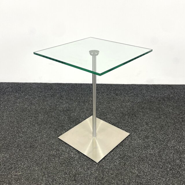 Glazen Bijzettafel - Stalen Onderstel | 40 x 40 cm