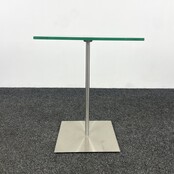 Glazen Bijzettafel - Stalen Onderstel | 40 x 40 cm