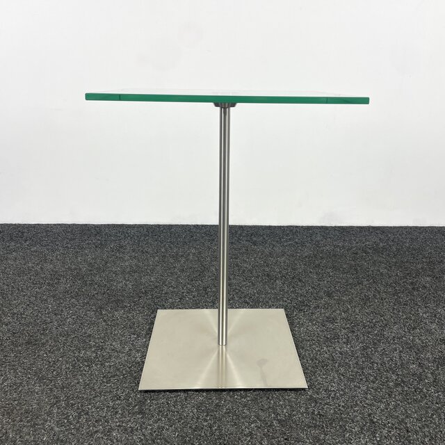 Glazen Bijzettafel - Stalen Onderstel | 40 x 40 cm