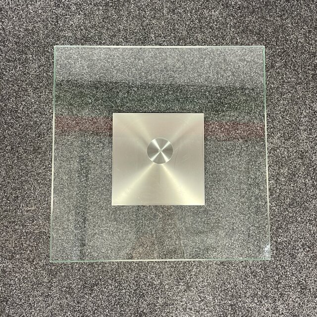 Glazen Bijzettafel - Stalen Onderstel | 40 x 40 cm